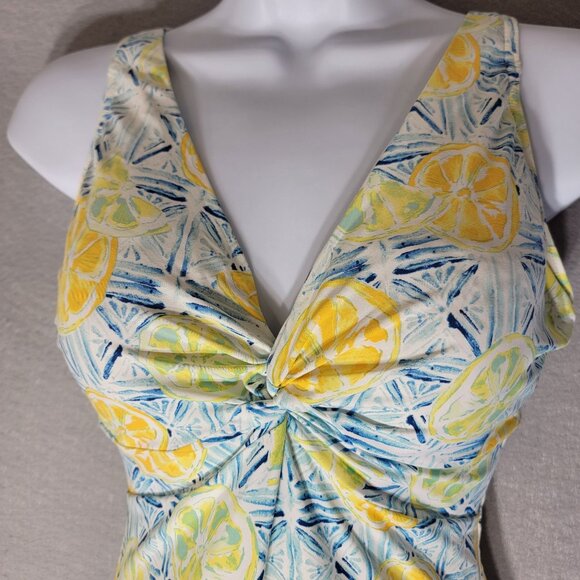 Lands End Lemon One Piece Swimsuit Tummy Control Twist Front Sz 6D - Picture 5 of 13